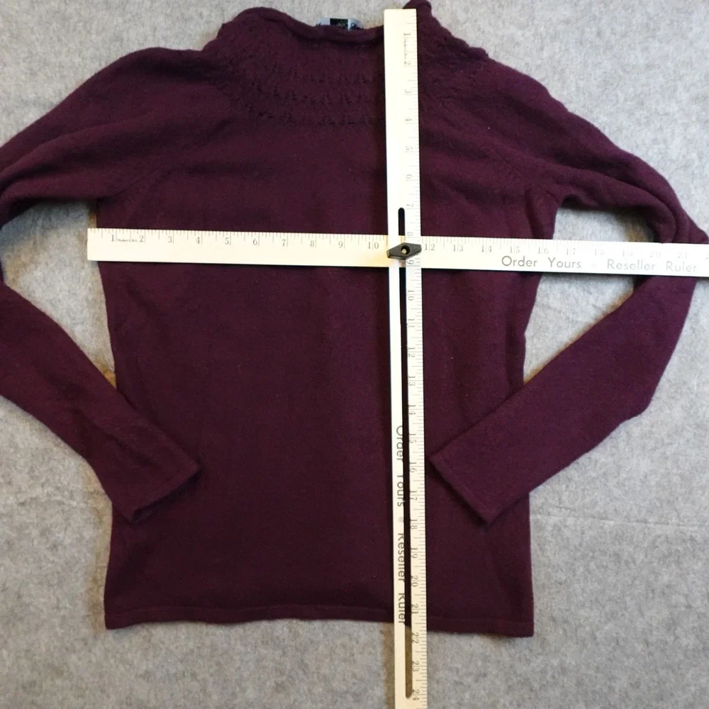 Saks Fifth Avenue Sweater Women Small Purple Cashmere Pointelle Mock Neck Luxe